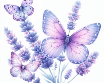 Handmade Lavender 3D Butterfly Wall Decor - Wedding Decorations, Set of 9