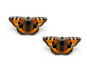 Tortoiseshell Resin Butterfly Stud Earrings, London Handcrafted Jewelry