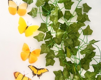 Handmade Yellow Butterfly Wall Decor, Set of 12, Natural Decor