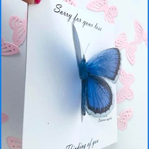 3D Schmetterling Karte. Holy Blue,Peacock und andere Schmetterlinge.Personalisiert.Hand gearbeitet. Sympathy,Geburtstag,Jubiläum,Danke