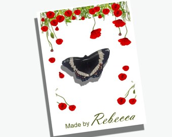 Purple Emperor Butterfly Enamel Pin, Handmade Lapel Brooch, Recycled Tin