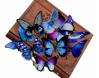 Set of 8 Large Blue 3D Butterflies – Wall Décor – Handmade Decorative Paper Butterflies – Wedding, Scrapbooking & Home Decoration