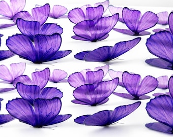 Hand Crafted Lilac Butterfly Wall Decor, Purple Ombre, Set of 18