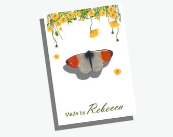 Recycled Tin Butterfly Pin, British Enamel Lapel Brooch