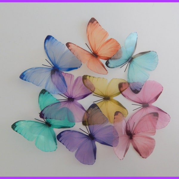 Set of 9 Pastel coloured butterflies, 3d wall stickers,great for girl's bedroom,bathroom,lounge,kitchen,tiles,conservatory,wall decor