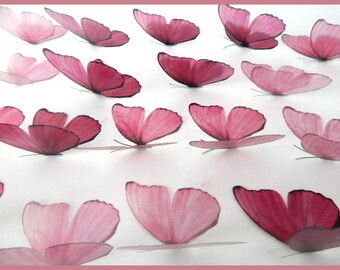 3D Pink Ombre Butterflies, Handmade Embellishments (Set of 18)