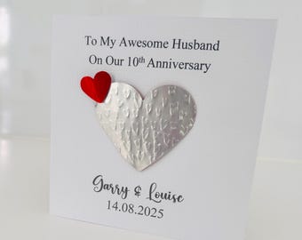 10th Anniversary Tin Heart Card: Recycled Tin Can Art