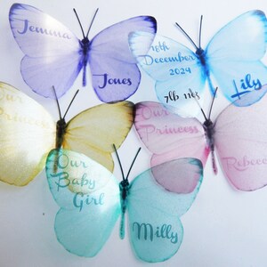 Gepersonaliseerde naam pastel vlinders, doopcadeau, kinderkamer decor, kinderkamer, gepersonaliseerde babynaam decoraties, meisje