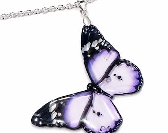 Lilac Monarch butterfly pendant. They look like real butterflies.Lilac butterfly Resin translucent butterfly necklace.Unique.Friend gift