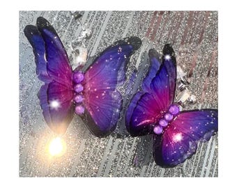 Spectacular pink and lilac butterfly earrings.Handmade.Unique and quirky. Unusual very pretty butterfly resin earrings. Evening wear, party.