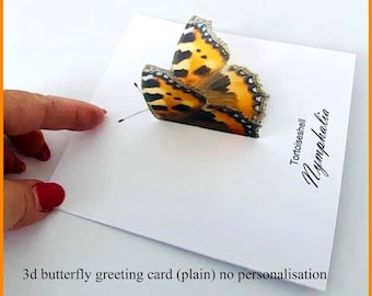 3D Butterfly Greeting Card, Tortoiseshell Design, Personalized