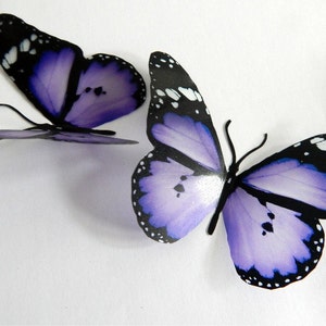 Lilac Butterfly Wall Art, 3D Home Decor Stickers, Set of 6