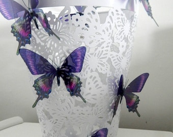 Purple Swallowtail Butterfly Wall Art Stickers, 3D Decorations (Set of 6)