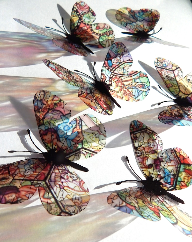 Unique d Disney Stained glass effect decor 3d butterfly stickers Sun catchers