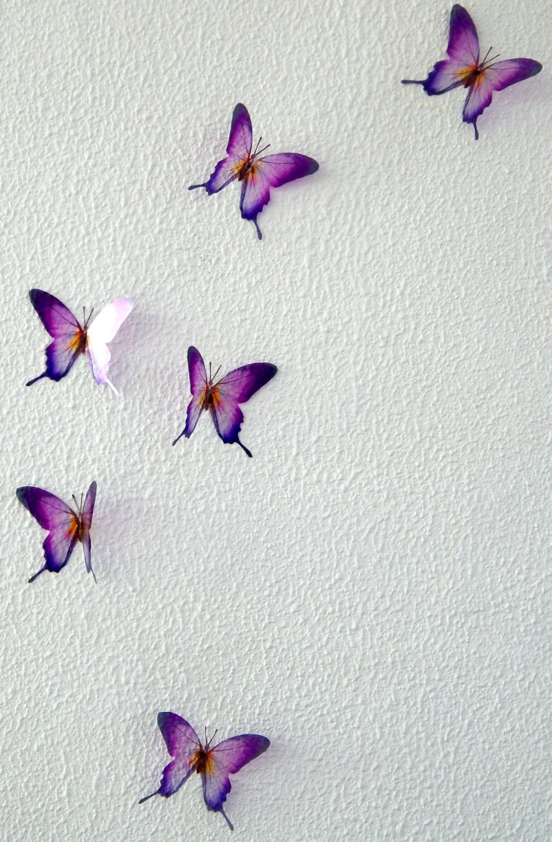 Designer purple and yellow butterflies, stunning,wall decor, luxury