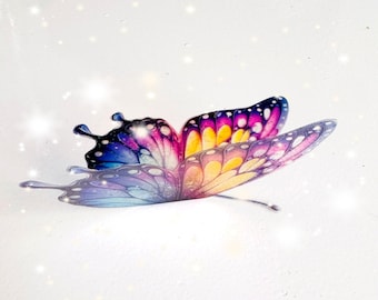 Glittery 3D Butterfly Wall Decor: Pink & Purple Stickers, Set of 6