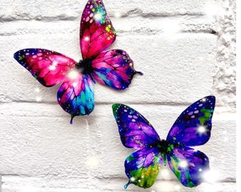 3D Metal Butterfly Wall Decor, Handmade Recycled Can Art