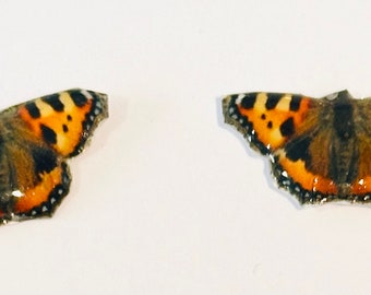 Tortoiseshell Resin Butterfly Stud Earrings, London Handcrafted Jewelry