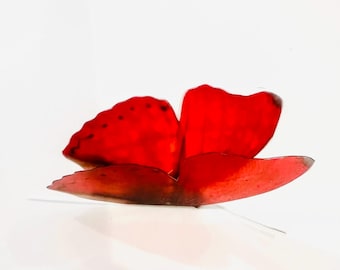 Red Butterfly Wall Decor, Handmade Faux Butterflies, Set of 12
