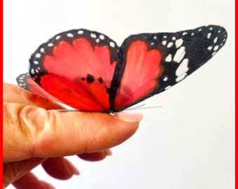 3D Red Butterfly Wall Decals: Handcrafted Home Decor