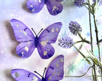 3D Lilac Butterflies with Silver Leaf, Wedding Decor