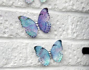 Pastel Glitter Butterfly Decor, Weatherproof Garden Art, 8cm
