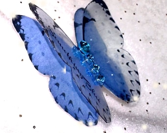 Quelque chose de bleu, pinces papillon en résine pour mariée, accessoire pour cheveux, cadres flottants papillons de mariage, papillon nuptiale bleu, jarretière personnalisée