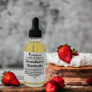 Strawberry Shortcake Body Oil, Natural Body Oil, Massage Oil, Hydrating Oil, Moisturizing Oil, Scented Body Oil,