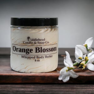 Orange Blossom Whipped Body Butter, Shea & Mango Butter, Moisturizing Body Cream, Hydrating Lotion, Non Greasy