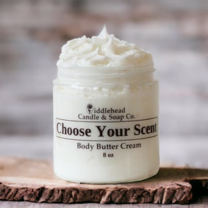 Body Butter Cream with Shea + Cocoa Butter, Choose Your Scent, Tropical Butter Crème, Thick Cream Lotion, Whipped Body Butter