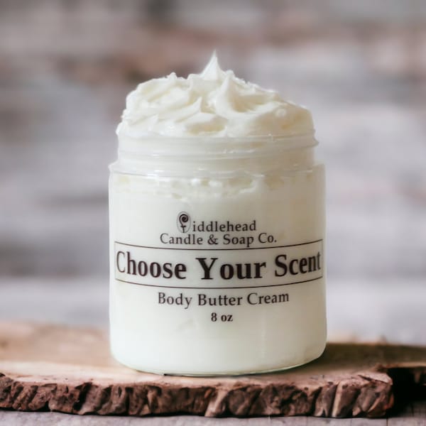 Body Butter Cream with Shea + Cocoa Butter, Choose Your Scent, Tropical Butter Crème, Thick Cream Lotion, Whipped Body Butter