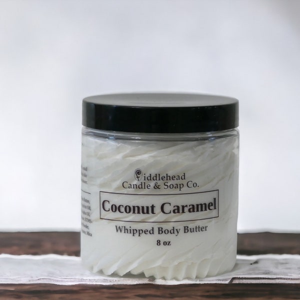 Coconut Caramel Whipped Body Butter, Shea & Mango Butter, Moisturizing Body Cream, Hydrating Lotion, Non Greasy
