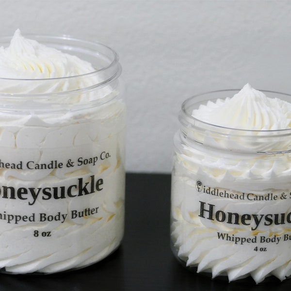 Honeysuckle Whipped Body Butter, Shea & Mango Butter, Moisturizing Body Cream, Hydrating Lotion, Non Greasy