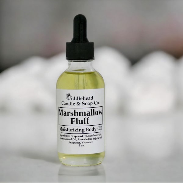 Marshmallow Fluff Body Oil, Natural Body Oil, Massage Oil, Hydrating Oil, Moisturizing Oil, Scented Body Oil,