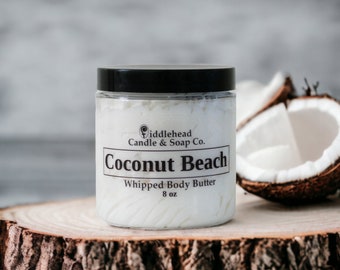 Coconut Beach Whipped Body Butter, Shea & Mango Butter, Moisturizing Body Cream, Hydrating