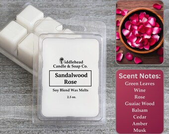 Sandalwood Rose Soy Wax Melts, Strong Scented Wax Melts, Wax Warmer Cubes, Fall Wax Tarts, Soy Blend Wax Melts, Wax Snap Bars
