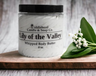 Lily of the Valley Whipped Body Butter, Shea & Mango Butter, Moisturizing Body Cream, Hydrating Lotion, Non Greasy