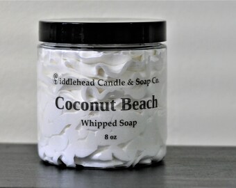 Coconut Beach Whipped Soap, Cream Soap, Whipped Shaving Cream, Foaming Bath Whip, Gift Idea