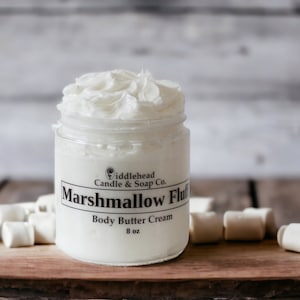 Marshmallow Fluff Body Butter Cream with Shea +Cocoa Butter, Choose Your Scent,Tropical Butter Crème,Thick Cream Lotion, Whipped Body Butter