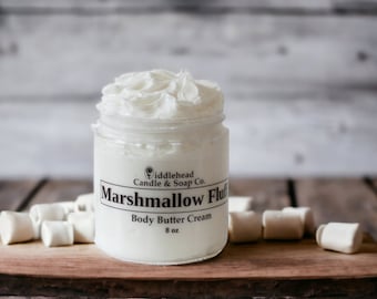 Marshmallow Fluff Body Butter Cream with Shea +Cocoa Butter, Choose Your Scent,Tropical Butter Crème,Thick Cream Lotion, Whipped Body Butter