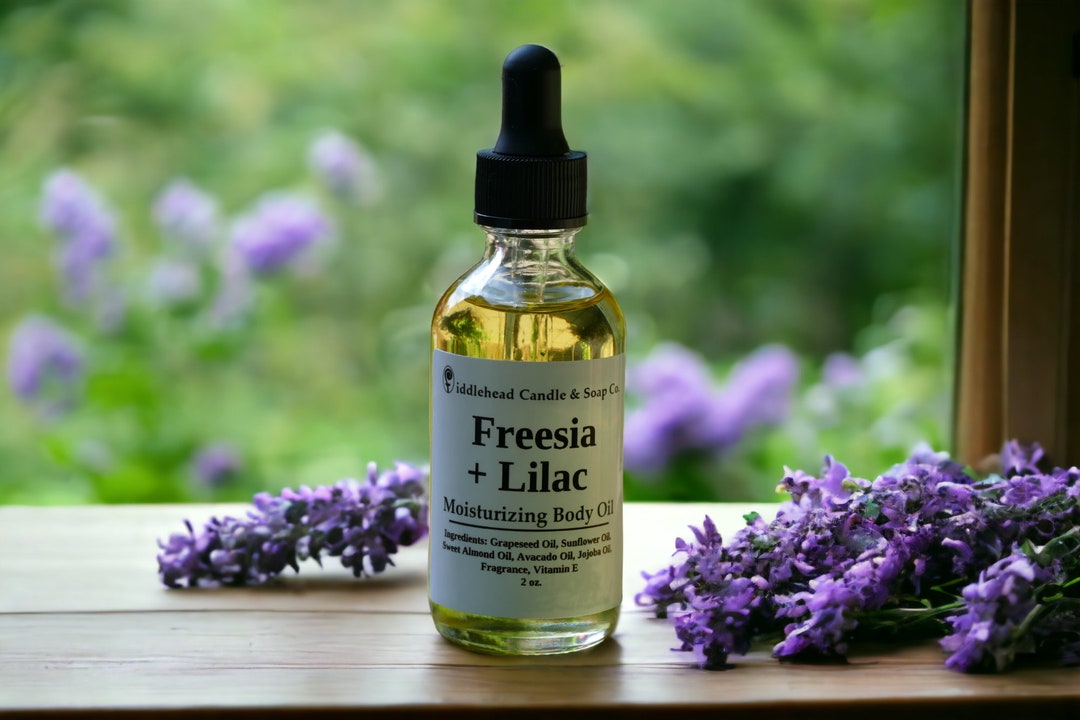 Freesia Lilac Body Oil, Natural Body Oil, Massage Oil, Hydrating Oil