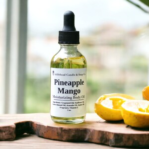 Pineapple Mango Body Oil, Natural Body Oil, Massage Oil, Hydrating Oil, Moisturizing Oil, Scented Body Oil,