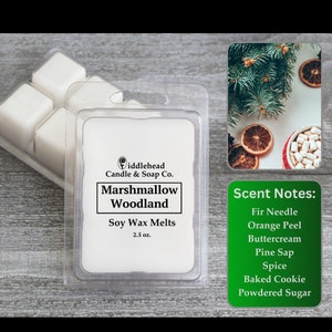 Marshmallow Woodland Soy Wax Melts, Strong Scented Wax Melts, Wax Warmer Cubes, Fall Wax Tarts, Soy Blend Wax Melts, Wax Snap Bars,Gift Idea