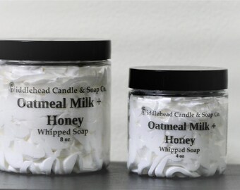 Oatmeal Milk & Honey Whipped Soap, Cream Soap, Whipped Shaving Cream, Foaming Bath Whip, Gift Idea