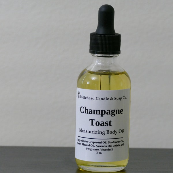 Champagne Toast Type Body Oil, Natural Body Oil, Massage Oil, Hydrating Oil, Moisturizing Oil, Scented Body Oil,
