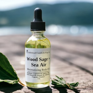 Wood Sage + Sea Air Body Oil, Inspired by fragrance , Natural Body Oil, Massage Oil, Hydrating Oil, Moisturizing Oil, Scented Body Oil,