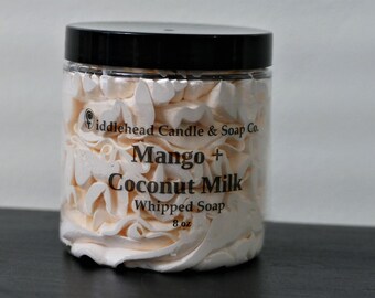 Mango & Coconut Milk Whipped Soap, Cream Soap, Whipped Shaving Cream, Foaming Bath Whip, Gift Idea