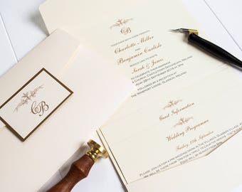 monogram invitation etsy