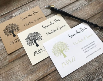 Tree Woodland Save the Date Cards / rustic forest save our date / garden wedding announcement / bespoke save our date