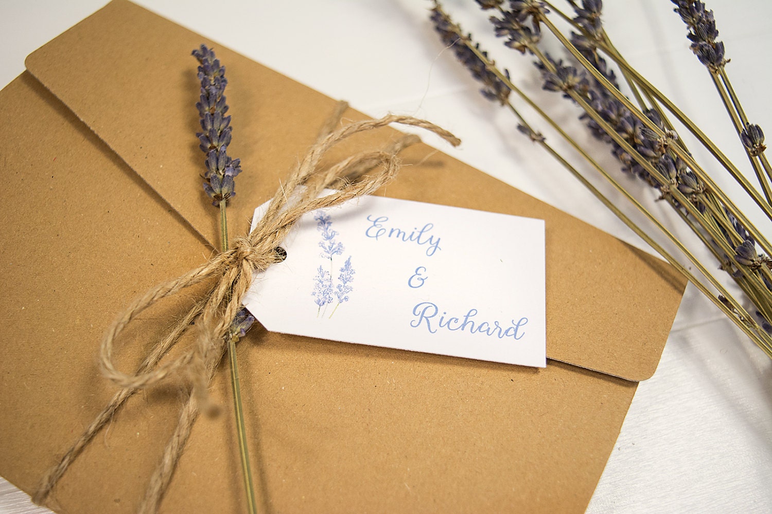 Rustic lavender pocketfold wedding invitation with jute twine Etsy
